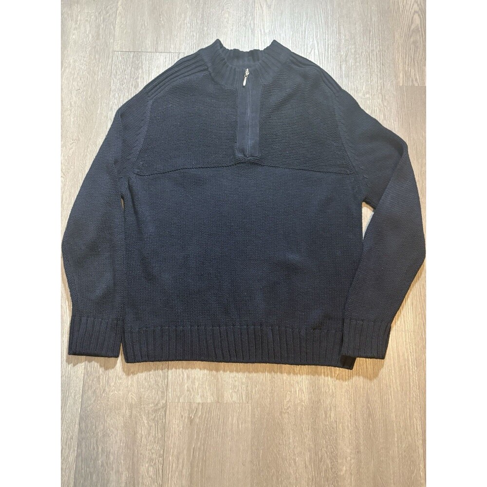 Michael Brandon Men’s Navy Blue Sweater XL Quarter Zip Classic Knit Pullover
